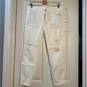 White House Black Market Distressed White Jeans Size 12